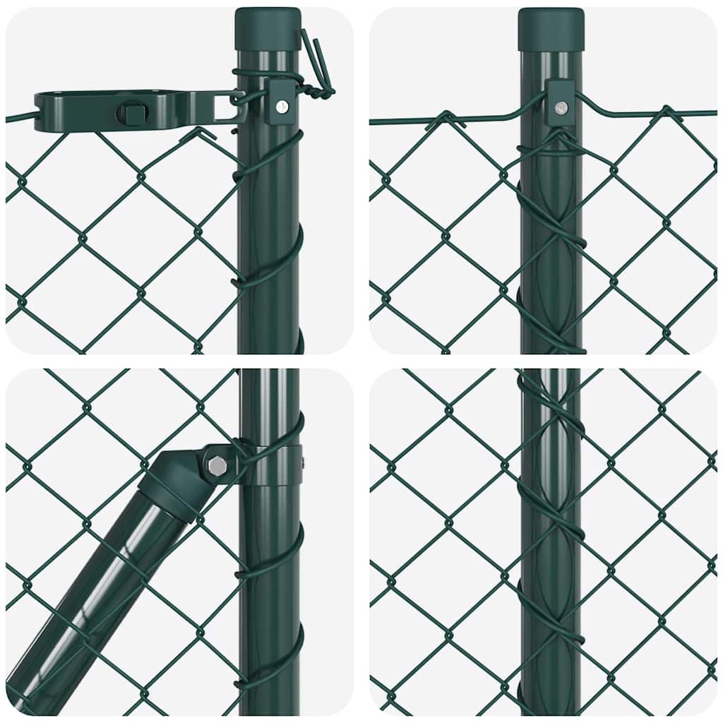Lánckerítés oszlopokkal Zöld 0.8 x 25 m Acél