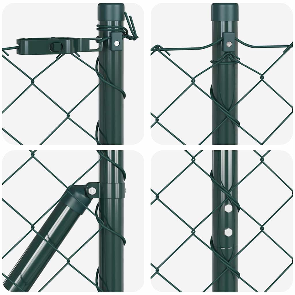 Lánckerítés oszlopokkal Zöld 1.6 x 25 m Acél