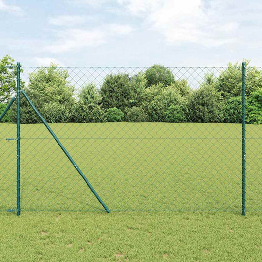 Lánckerítés oszlopokkal Zöld 1.6 x 25 m Acél