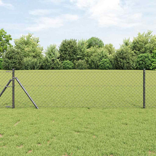 Lánckerítés oszlopokkal Szürke 0,6 x 10 m Acél