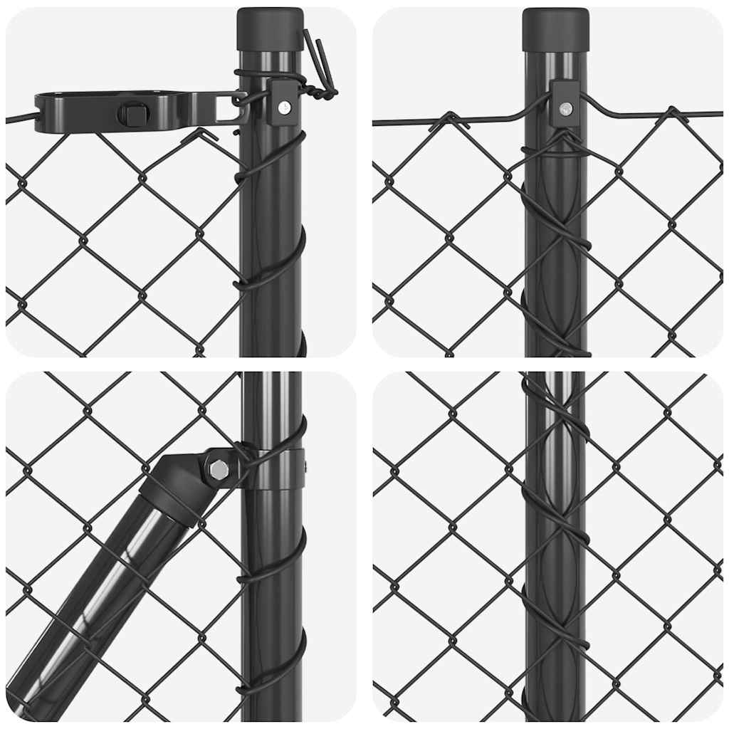 Lánckerítés oszlopokkal Szürke 0.8 x 10 m Acél