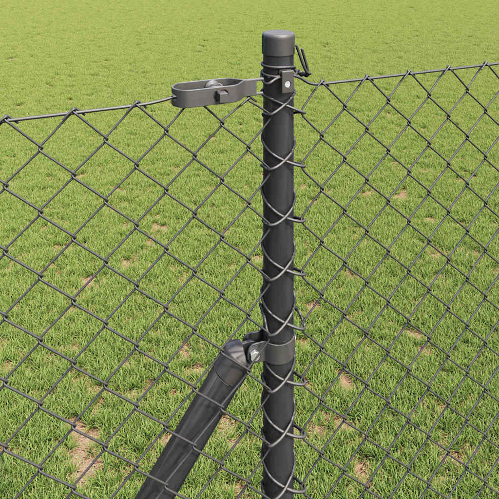 Lánckerítés oszlopokkal Szürke 1.2 x 10 m Acél