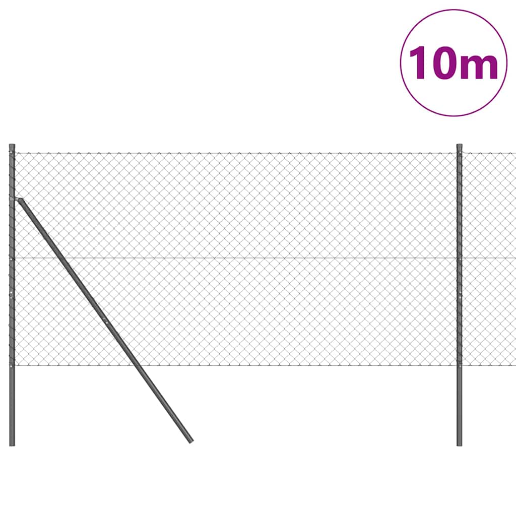Lánckerítés oszlopokkal Szürke 1.2 x 10 m Acél