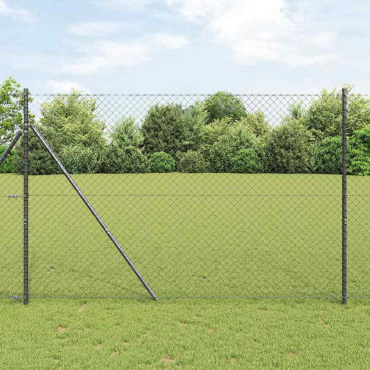 Lánckerítés oszlopokkal Szürke 1.5 x 10 m Acél