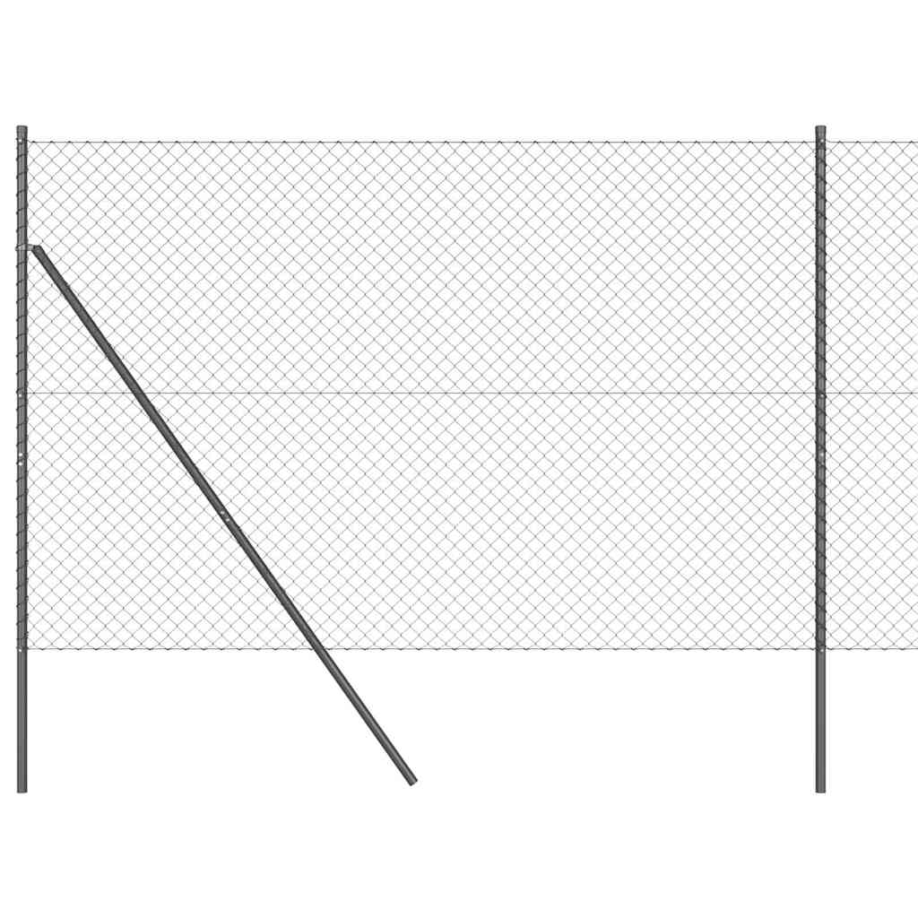 Lánckerítés oszlopokkal Szürke 1.5 x 10 m Acél