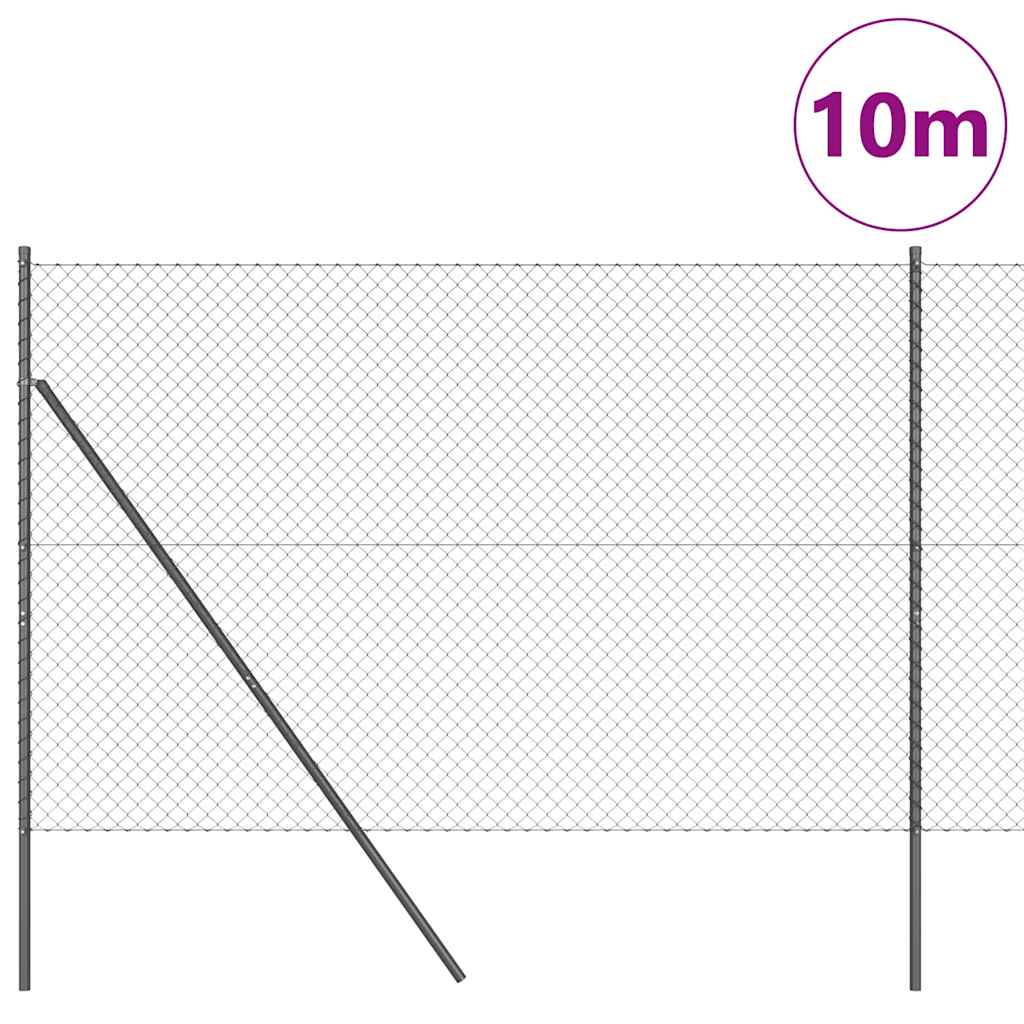 Lánckerítés oszlopokkal Szürke 1.5 x 10 m Acél