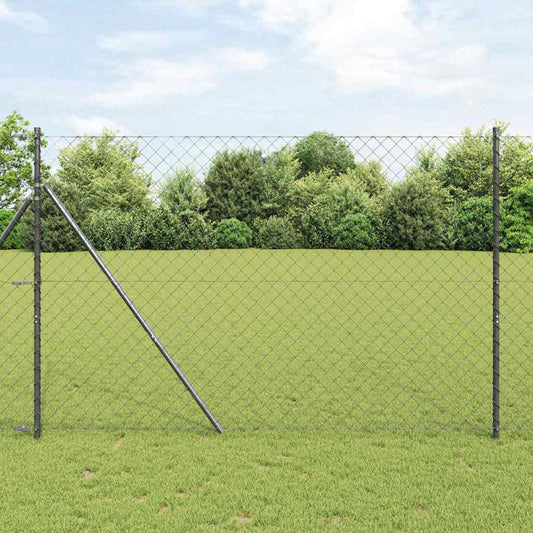 Lánckerítés oszlopokkal Szürke 1.5 x 10 m Acél