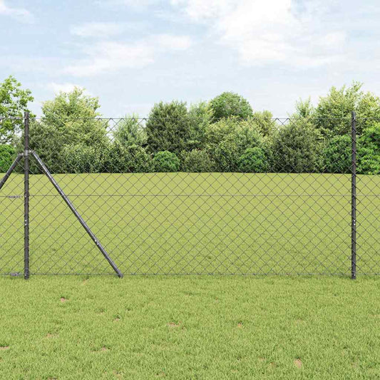 Lánckerítés oszlopokkal Szürke 1.2 x 25 m Acél