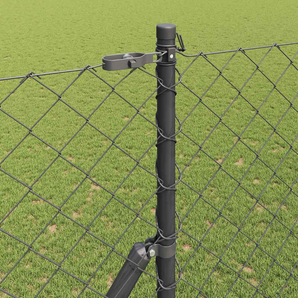 Lánckerítés oszlopokkal Szürke 1.5 x 25 m Acél
