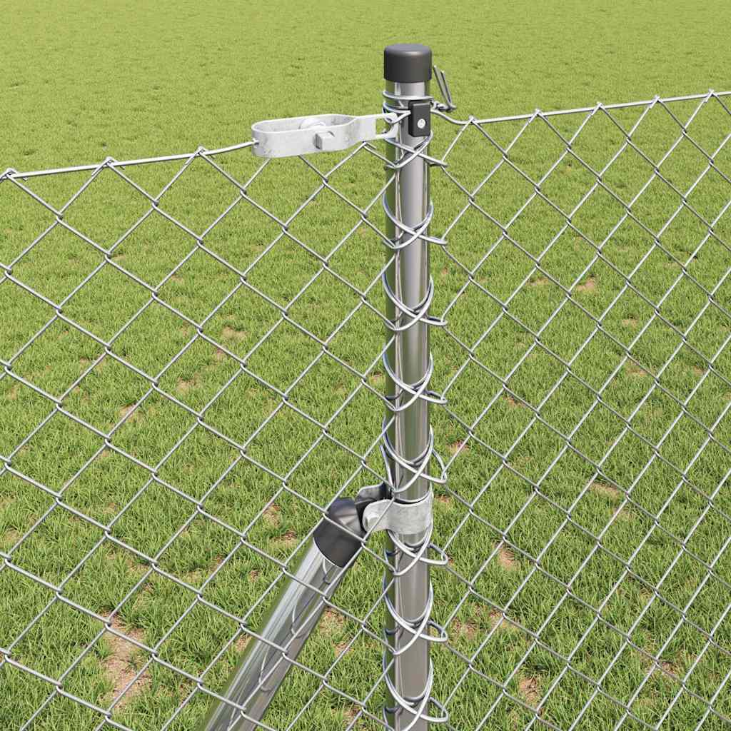 Lánckerítés oszlopokkal Ezüst 1 x 10 m Acél