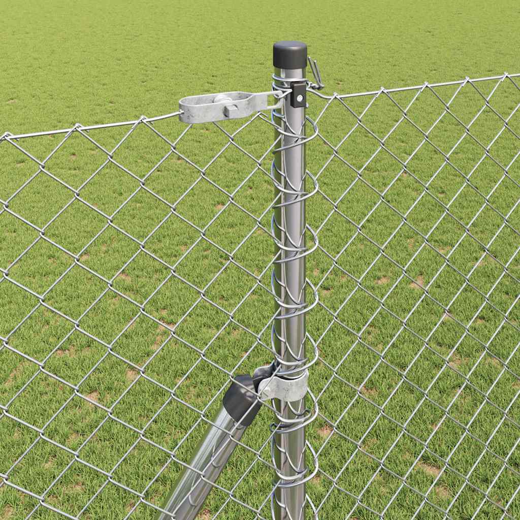 Lánckerítés oszlopokkal Ezüst 1.5 x 10 m Acél