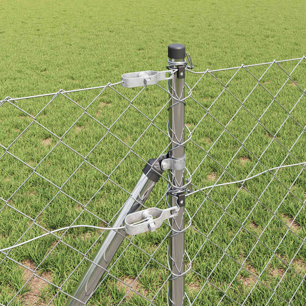 Lánckerítés oszlopokkal Ezüst 0,4 x 10 m Acél
