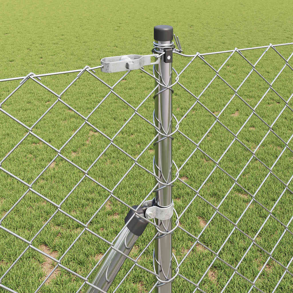 Lánckerítés oszlopokkal Ezüst 1 x 10 m Acél