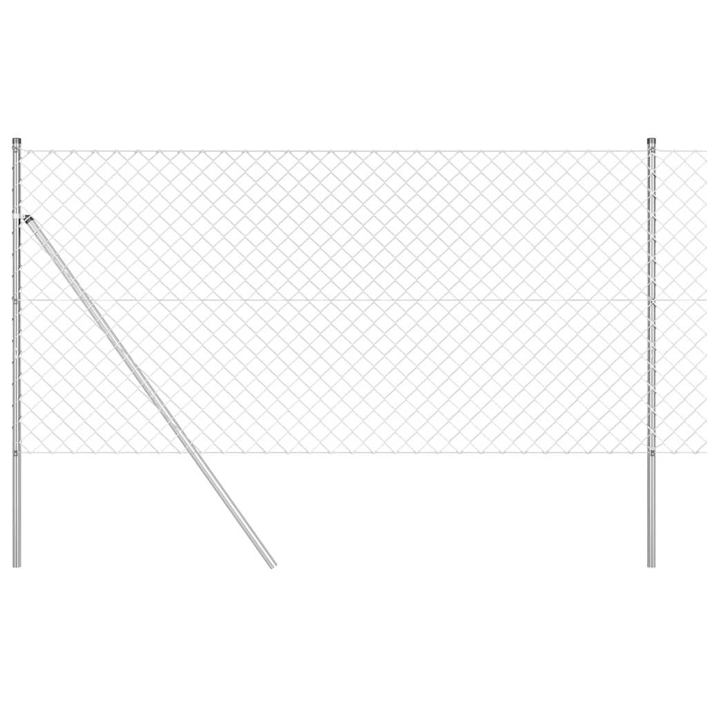 Lánckerítés oszlopokkal Ezüst 1 x 10 m Acél