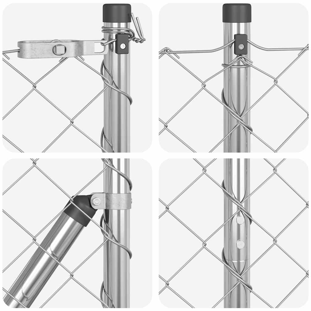 Lánckerítés oszlopokkal Ezüst 1.4 x 10 m Acél