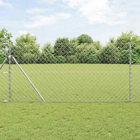 Lánckerítés oszlopokkal Ezüst 1.4 x 10 m Acél
