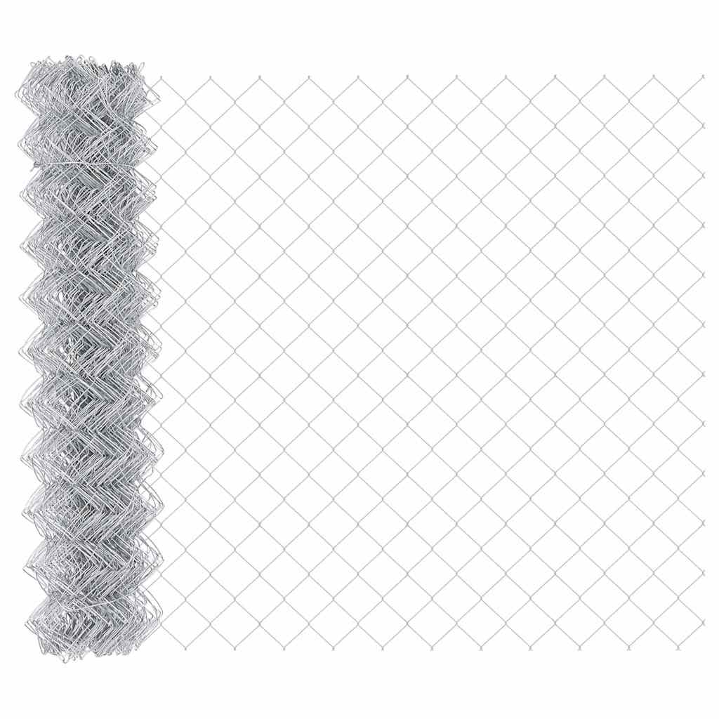 Lánckerítés oszlopokkal Ezüst 1.4 x 10 m Acél