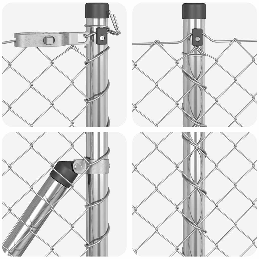 Lánckerítés oszlopokkal Ezüst 0.8 x 25 m Acél