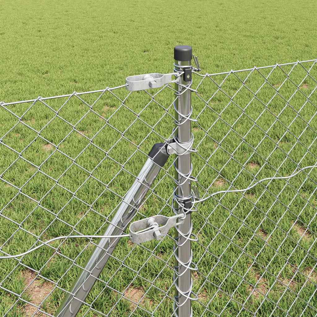 Lánckerítés oszlopokkal Ezüst 0.8 x 25 m Acél