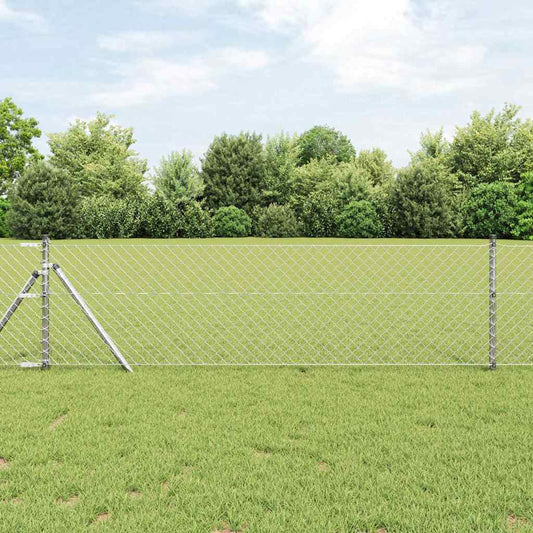 Lánckerítés oszlopokkal Ezüst 0.8 x 25 m Acél