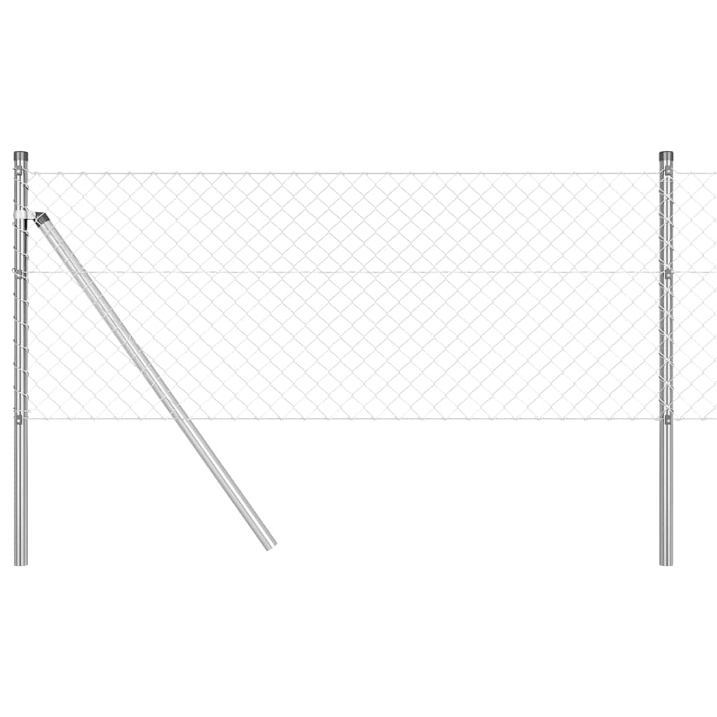 Lánckerítés oszlopokkal Ezüst 0.8 x 25 m Acél