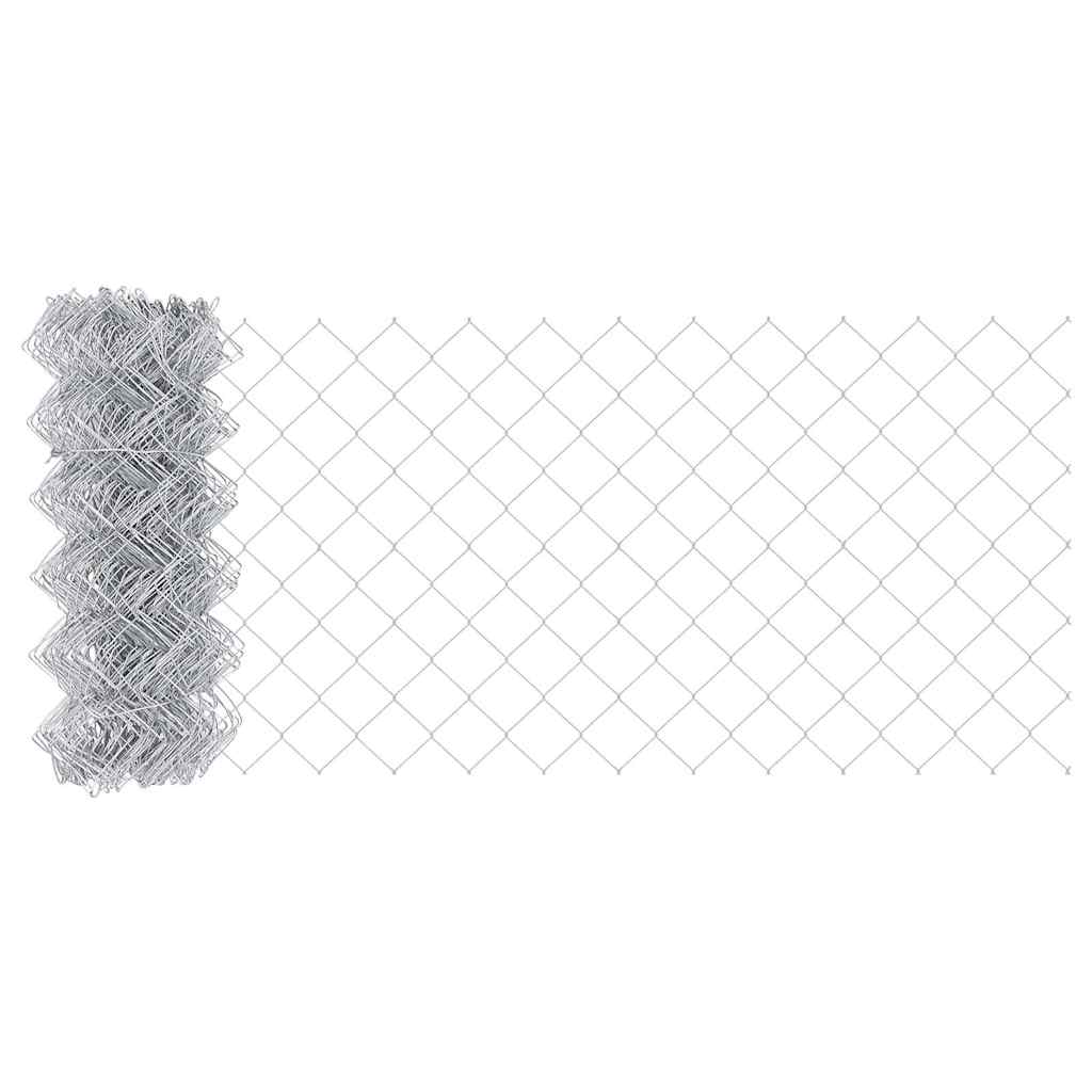 Lánckerítés oszlopokkal Ezüst 0.8 x 25 m Acél