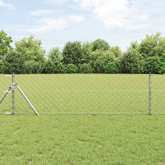Lánckerítés oszlopokkal Ezüst 0.8 x 25 m Acél