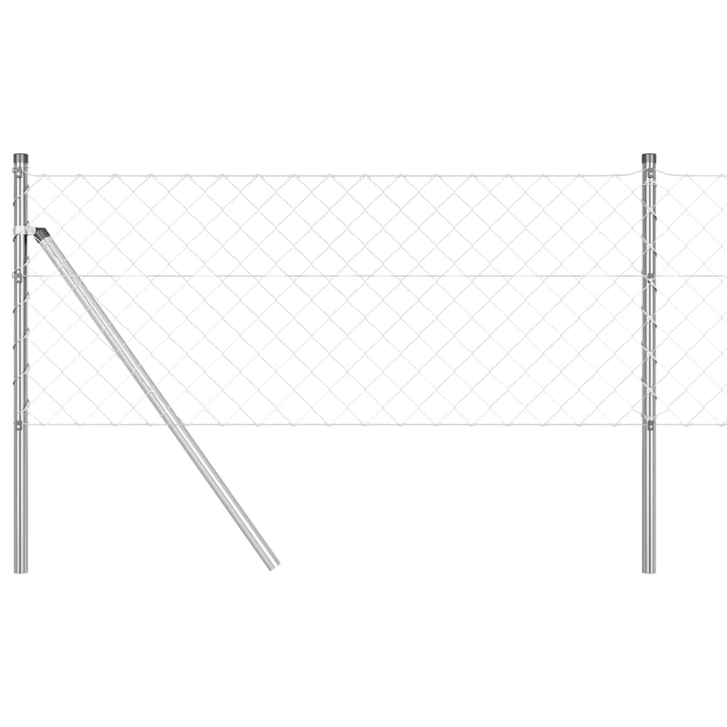 Lánckerítés oszlopokkal Ezüst 0.8 x 25 m Acél