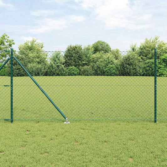 Lánckerítés oszlopokkal Zöld 1.2 x 10 m Acél