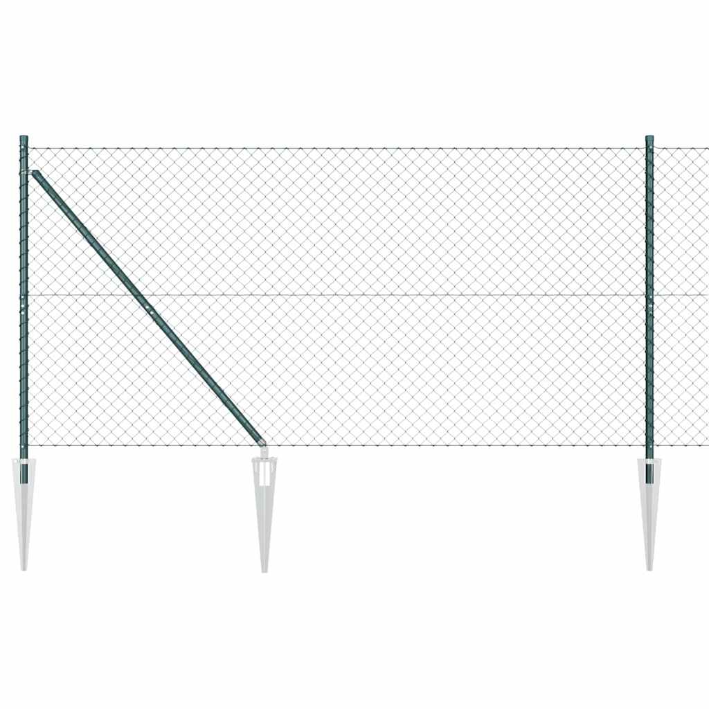 Lánckerítés oszlopokkal Zöld 1.2 x 10 m Acél