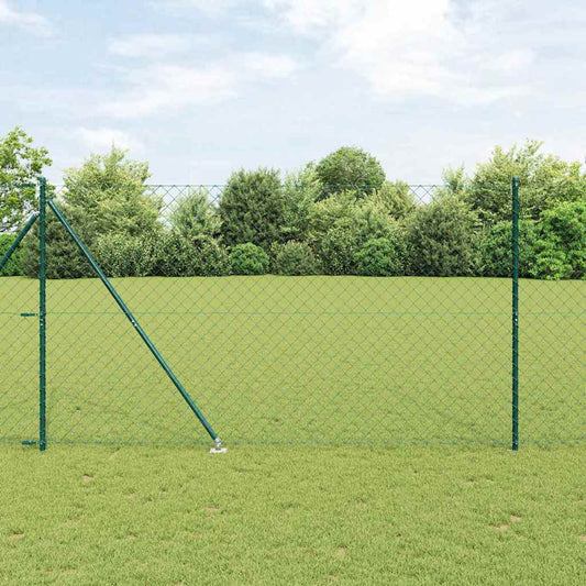 Lánckerítés oszlopokkal Zöld 1.6 x 10 m Acél