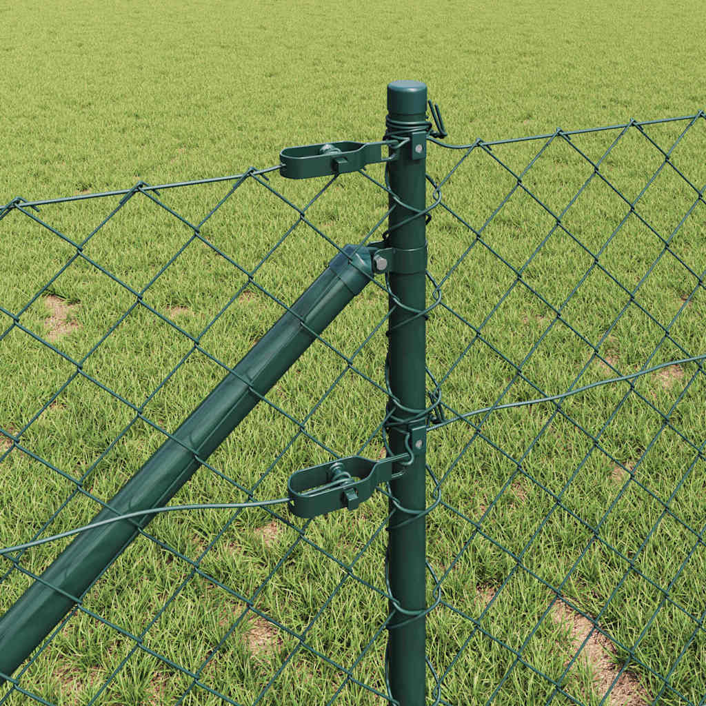Lánckerítés oszlopokkal Zöld 0.8 x 25 m Acél