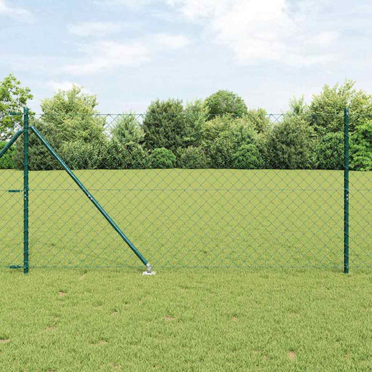 Lánckerítés oszlopokkal Zöld 1.2 x 25 m Acél