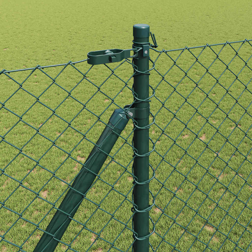 Lánckerítés oszlopokkal Zöld 1.6 x 25 m Acél