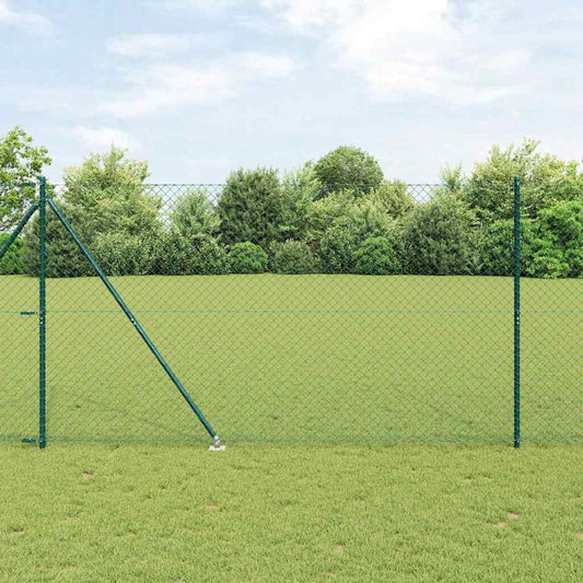Lánckerítés oszlopokkal Zöld 1.6 x 25 m Acél