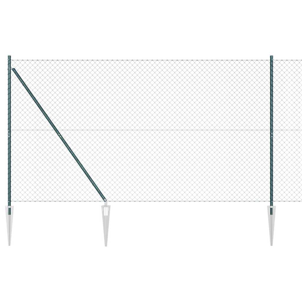 Lánckerítés oszlopokkal Zöld 1.6 x 25 m Acél