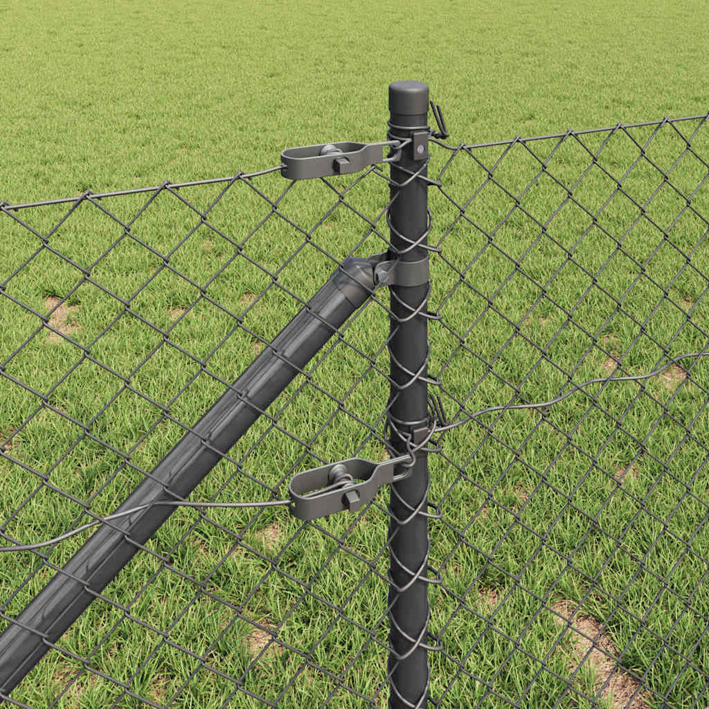 Lánckerítés oszlopokkal Szürke 0,6 x 10 m Acél