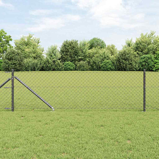 Lánckerítés oszlopokkal Szürke 0,6 x 10 m Acél