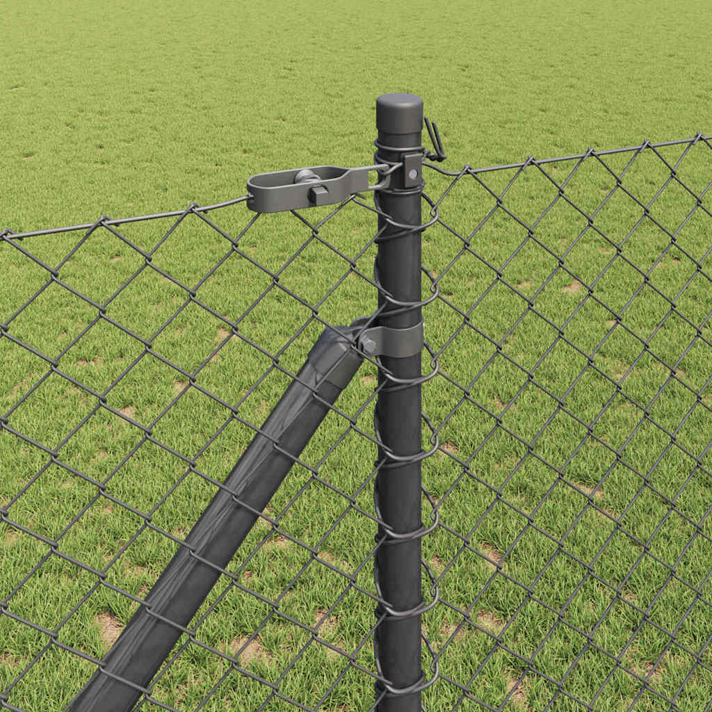 Lánckerítés oszlopokkal Szürke 1.2 x 10 m Acél