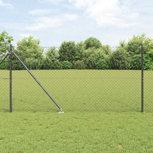 Lánckerítés oszlopokkal Szürke 1.2 x 10 m Acél