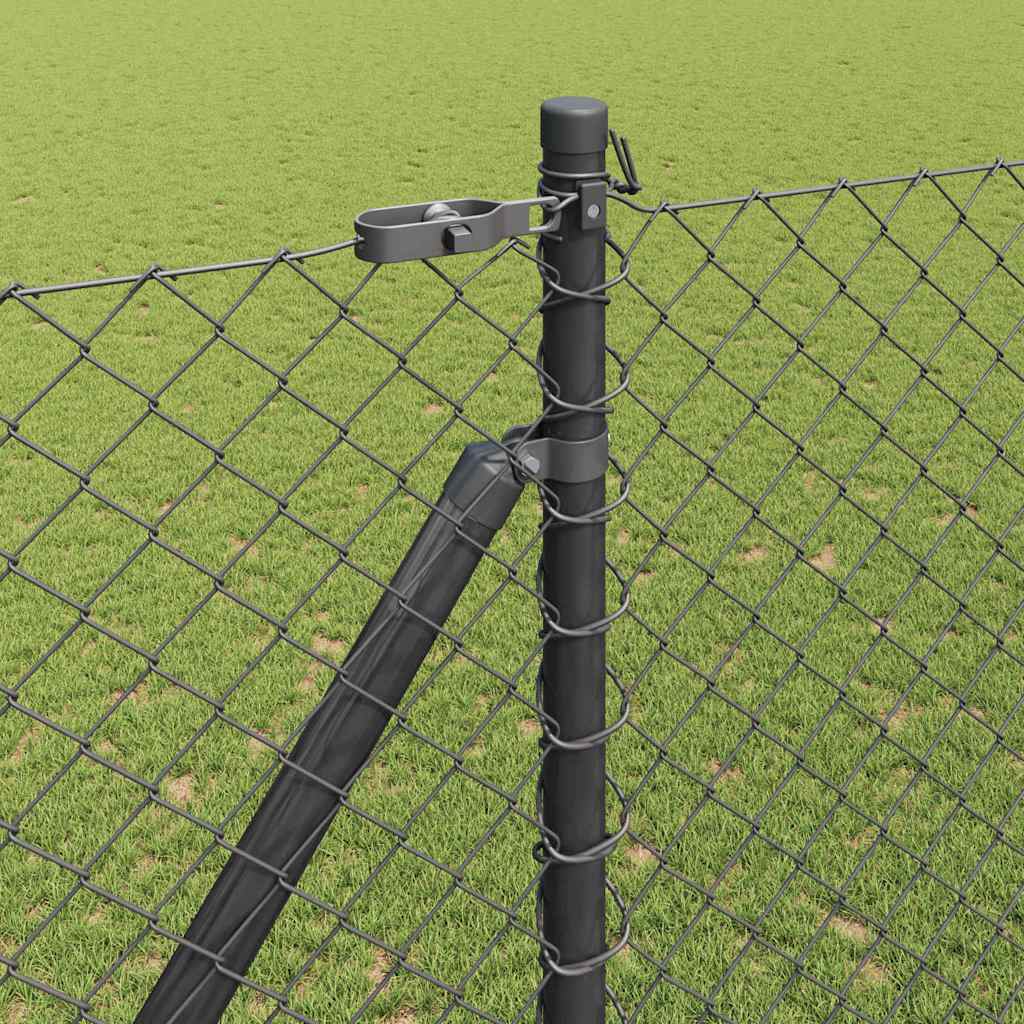 Lánckerítés oszlopokkal Szürke 1.5 x 10 m Acél