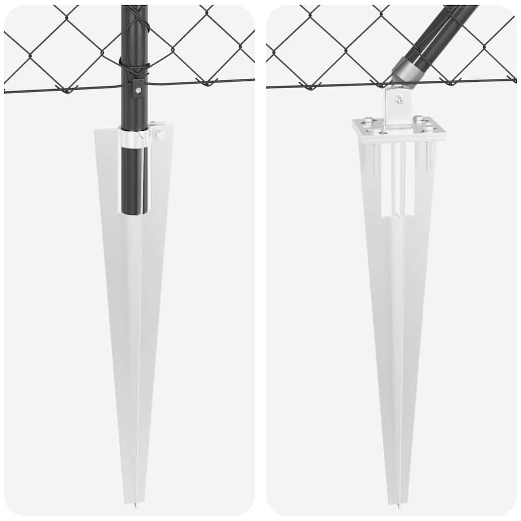 Lánckerítés oszlopokkal Szürke 0,6 x 10 m Acél