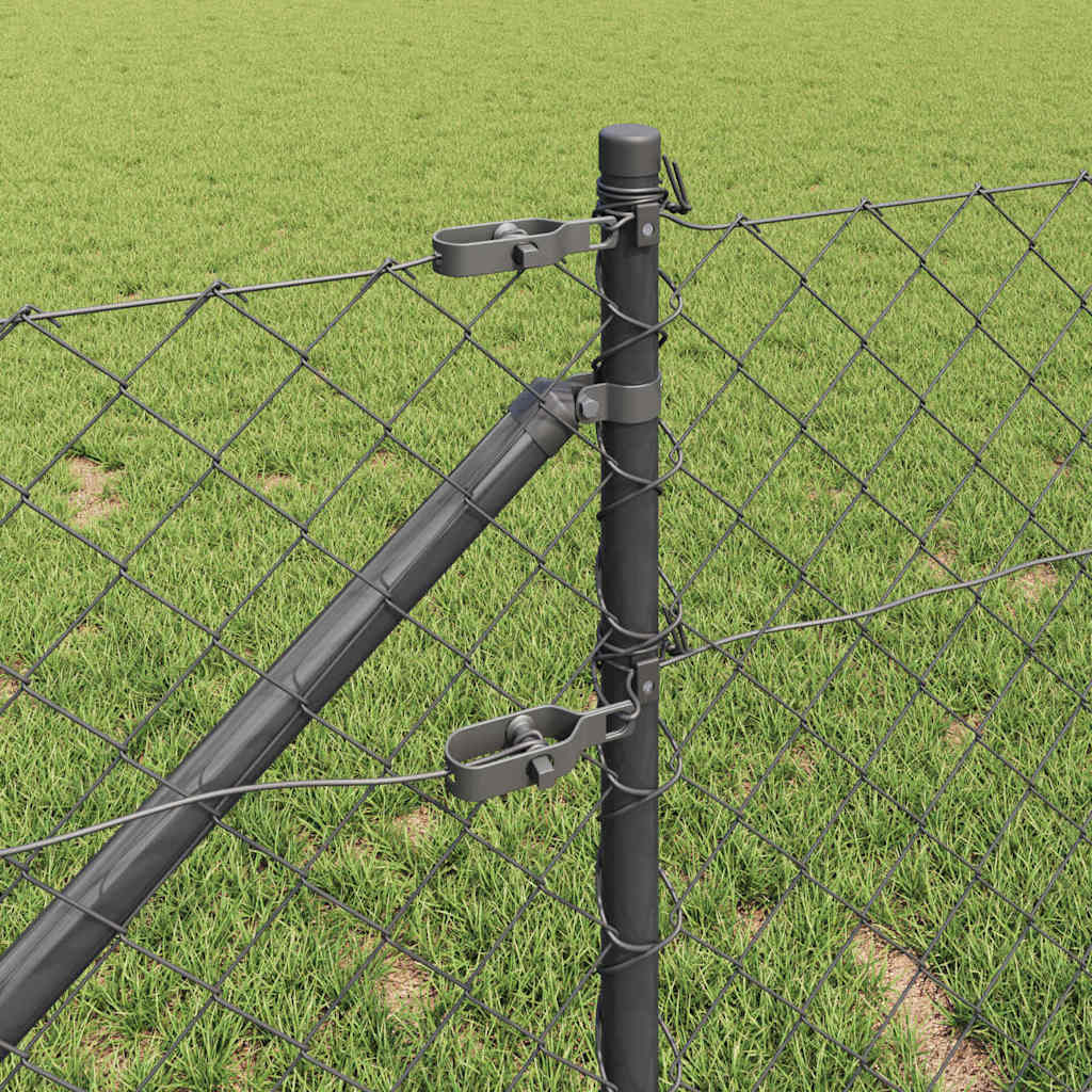 Lánckerítés oszlopokkal Szürke 0,6 x 10 m Acél