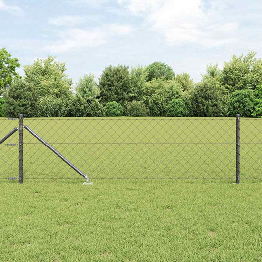 Lánckerítés oszlopokkal Szürke 0,6 x 10 m Acél