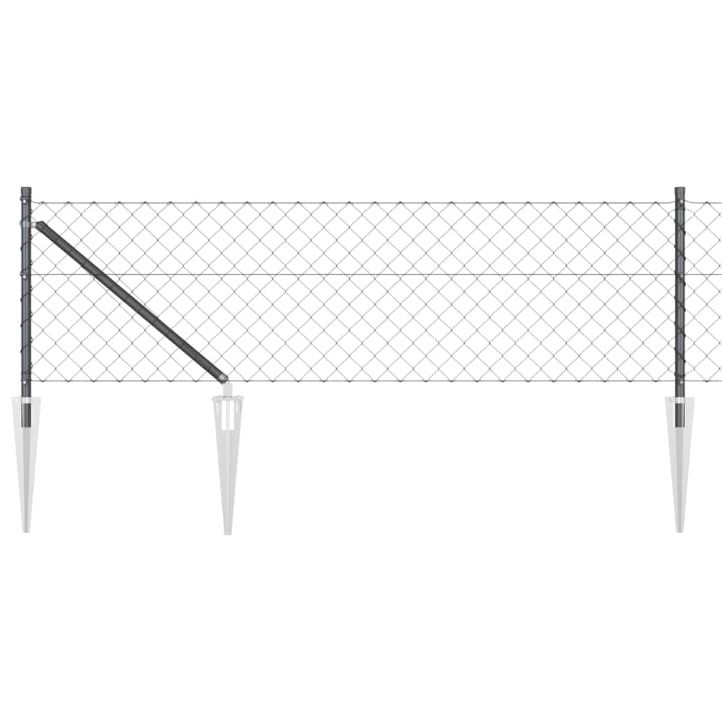 Lánckerítés oszlopokkal Szürke 0,6 x 10 m Acél