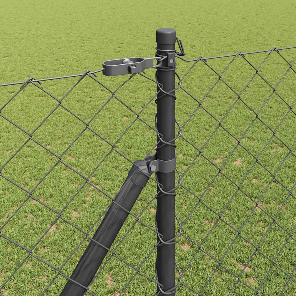 Lánckerítés oszlopokkal Szürke 1.5 x 10 m Acél