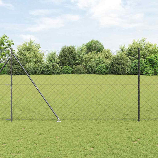 Lánckerítés oszlopokkal Szürke 1.5 x 10 m Acél