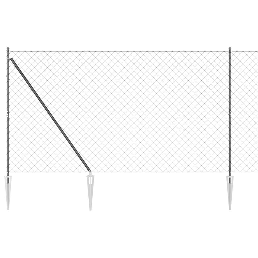 Lánckerítés oszlopokkal Szürke 1.5 x 10 m Acél