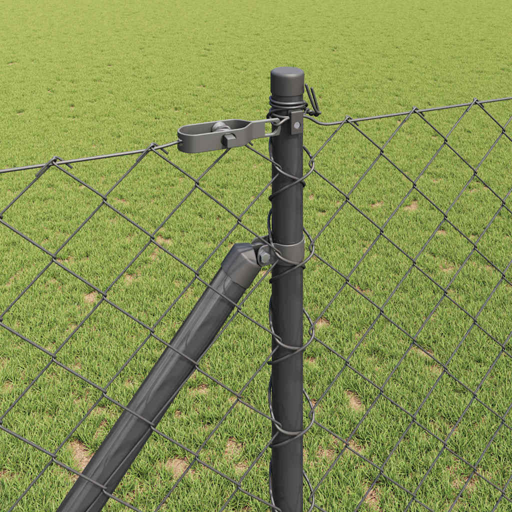 Lánckerítés oszlopokkal Szürke 1.2 x 25 m Acél