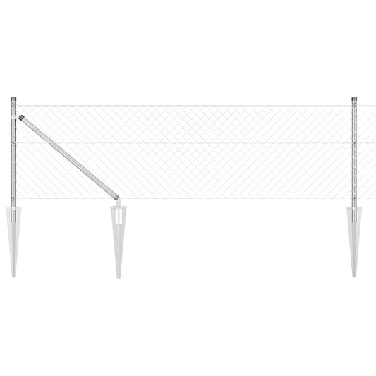 Lánckerítés oszlopokkal Ezüst 0,6 x 10 m Acél